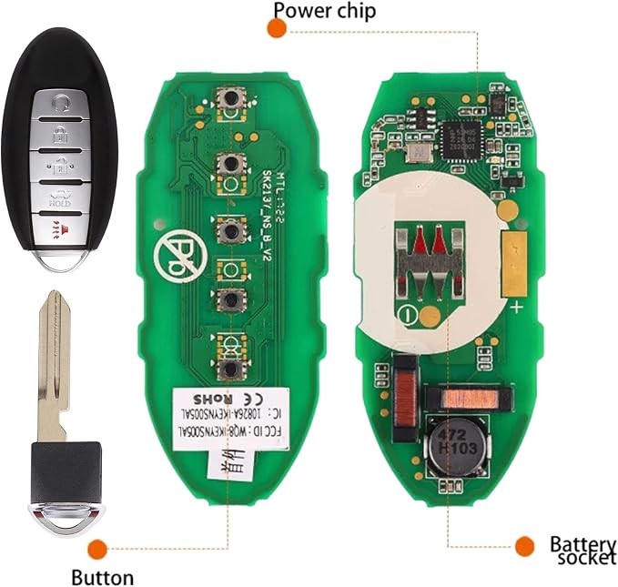Autel Ikey Programmable Smart Key IKEYNS5TPR IKEYNS005AL for Nissan-Style Ultra-Long Range for 700+ Vehicle Programmed with Autel KM100 IM508 IM608