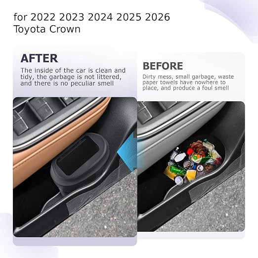 LUWU Car Trash Can for 2022-2024 2025 2026 Toyota Crown Waterproof ABS Material Auto Garbage Bin, Portable Door Mount Trash Bin with Lid, Interior Accessories for Crown 2026 2-Pack