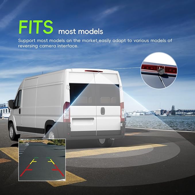 Back up Camera for Ford Transit 2012 2013 2014 2015 High Mount Third Brake Light Backup Camer IP67 Waterproof Reverse Camera with 140°Viewing Angle Night Vision Rear View Camera