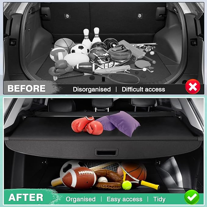 Powerty Cargo Cover for 2010-2014 2015 Toyota Prius 1.8L Accessories Trunk Cover Retractable Trunk Shielding Shade Cargo Luggage Cover Black（Not Fit Toyota Prius C and Toyota Prius V）