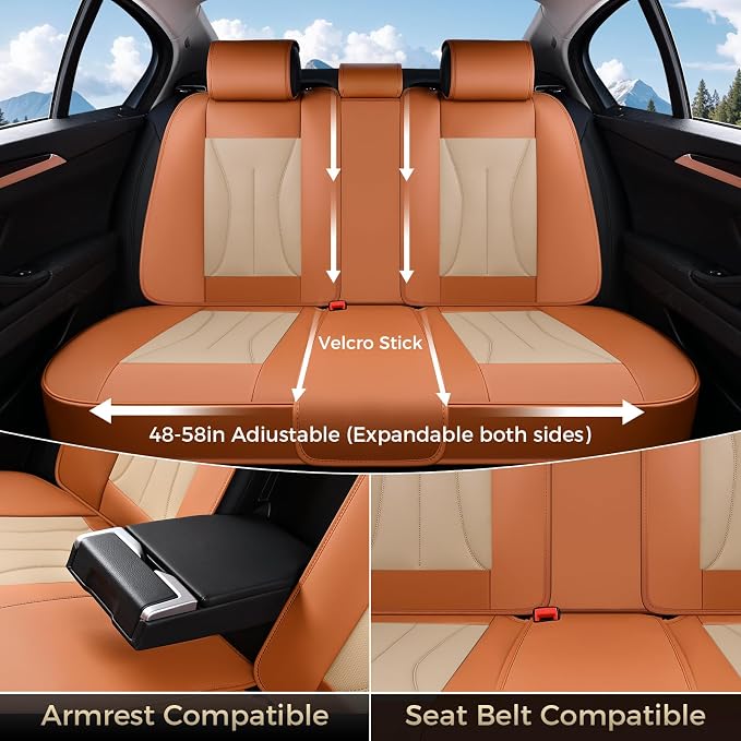 FLORICH Car Seat Covers Full Set, Leather Seat Covers for Cars, Waterproof Car Seat Protectors 5 Seats, Front and Rear Seat Covers for Cars, Automotive Seat Protector Fit for Most Car SUV Truck