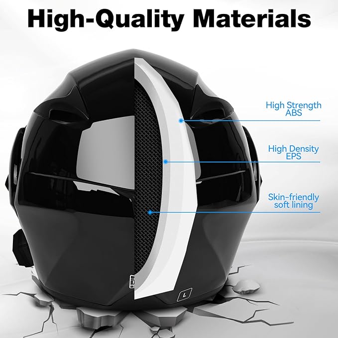 Bluetooth Modular Motorcycle Helmet DOT/ECE Approved Full Face Flip up Anti-Fog Double Visor Helmet Built-in Dual Speaker with Microphone for Adult Men and Women
