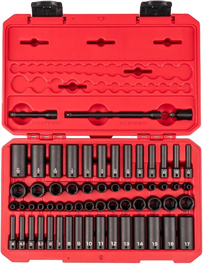 TEKTON 1/4 Inch Impact Socket Set, 61-Piece | SID90403