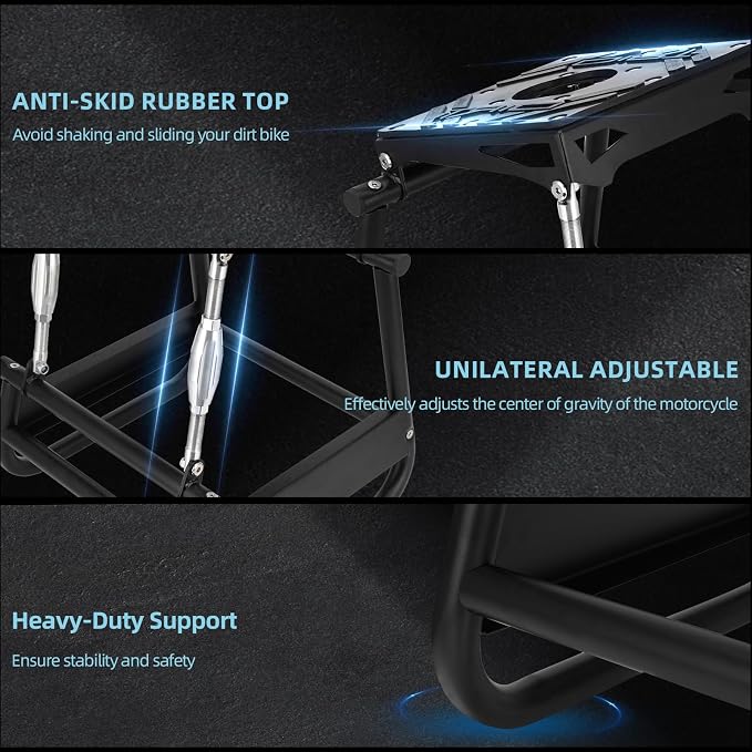 Dirt Bike Stand Adjustable Top - Universal Motorcycle Lift Stand|Angle Adjustable|Heavy Duty|Non-Slip|High Security|Easy to Store|Maintenance for Most Motorcycles Motocross Off Road DirtBike