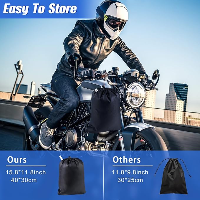 Waterproof Motorcycle Cover with Side+Top Box,600D Heavy Duty Outdoor Motorcycle Cover for Touring Models Ultra Classic,Road Glide Limited,Glold Wing,Roadmaster (118" x 44" x 56" Black)