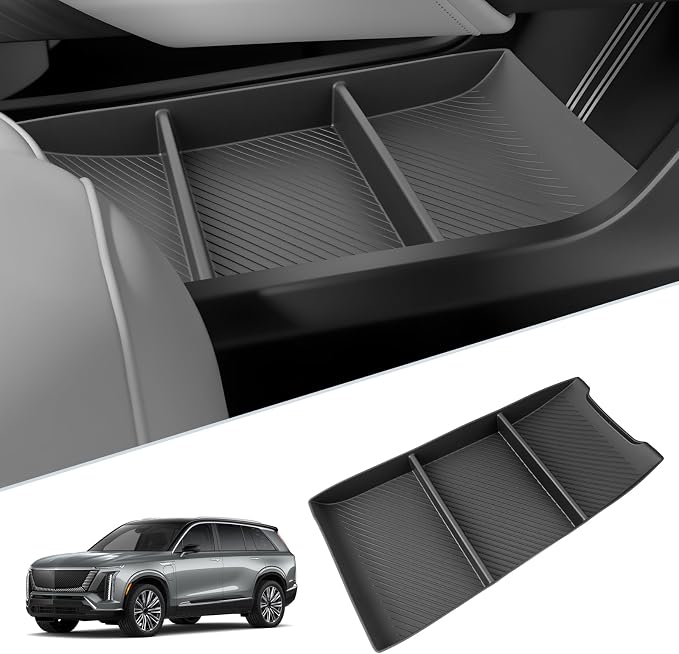 SKTU for 2026 2027 Cadillac Vistiq Center Console Organizer for 2026+ Cadillac Vistiq (Luxury/Premium Luxury/Sport/Platinum) Lower Center Console Tray Cadillac Vistiq 2026 2027 Accessories Rubber Tray