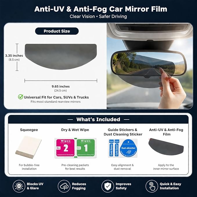 Universal Helmet Visor Anti-UV and Anti-Fog Combined Film - Ideal for Motorcycle Helmet Lens, Alternative to Insert Lens - Ultra HD Helmet Shield Films, Anti-Steaming, Safer Rides
