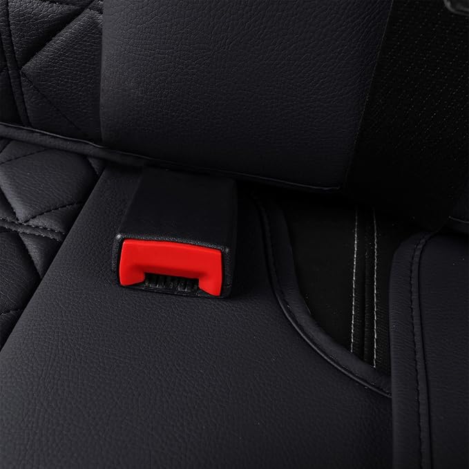 YIERTAI RAM Seat Covers Fit for 2009-2023 2024 2025 2026 1500HD 2010-2026 2500/3500HD Pickup Rear Seat Cover Crew Double Cab Quad Cab Waterproof Faux Leather Seat Covers(1 Rear Seat Cover/Black-Red)
