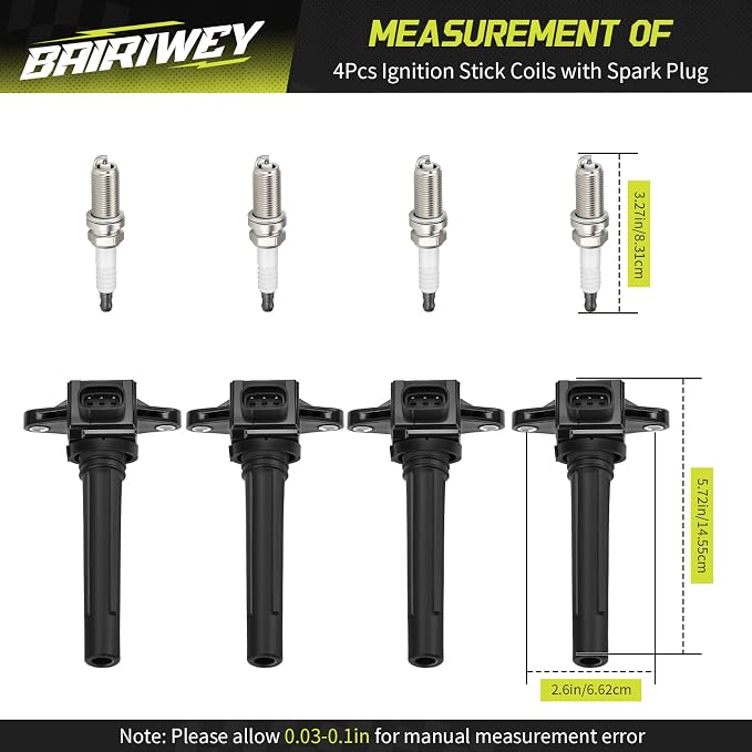 4Pcs Ignition Stick Coils with Spark Plug Compatible with Yamaha TX1800 RX1800 SXT1800 XAT1800 BXT1800 FB1800 FC1800 GX1800 FX1800 2008-2023 6S5-82310-02-00