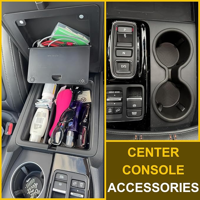 3Pcs Center Console Organizer Tray for 2026 Honda Passport Trailsport/2023 2024 2025 Honda Pilot/Ridgeline/Interior Accessories - Center Console Cup Holder Insert & Hidden Armrest Storage Box