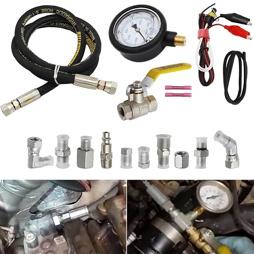 6000PSI Fuel Pressure Test Kit Hpop Test Gauge Kit Fuel Pressure Testers Compatible with Ford 1994-2007 F250 F350 Powerstroke 6.0L & 7.3L Diesel Engines