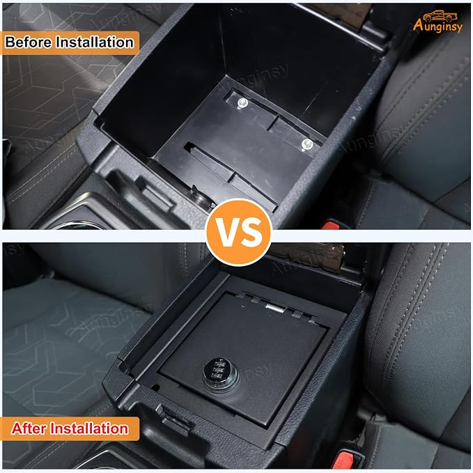 Car Center Console Lock Safe Box Armrest Storage Compatible with Toyota Tacoma 2016-2023 Center Console Lock Box Armrest Security Organizer Tray Vault with 3 Digit Combo Password Insert Accessories