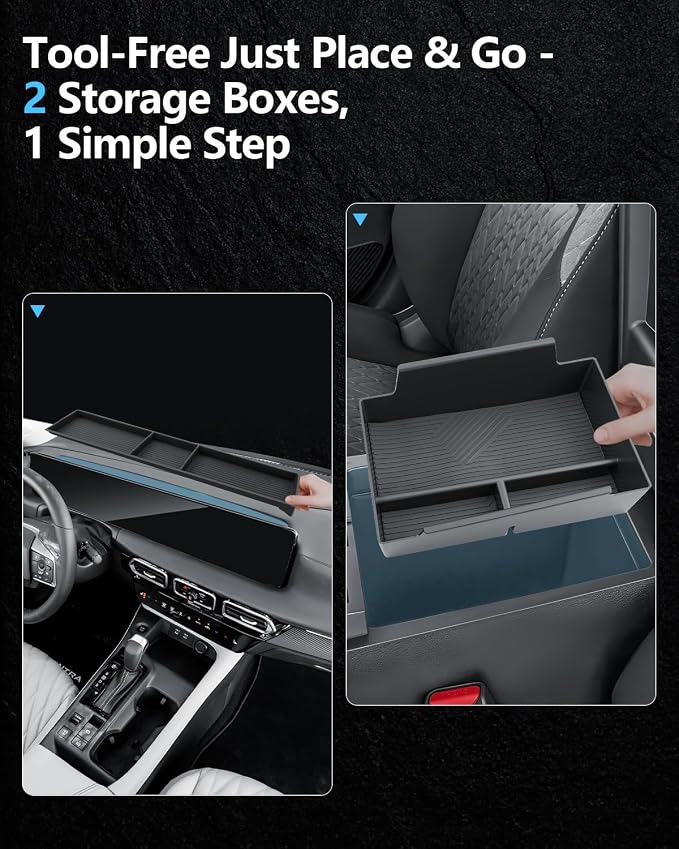 SKTU 2PCS for 2026 Nissan Sentra Center Console Organizer for 2026+ Nissan Sentra (S/SV/SR/SL) Dashboard Organizer & Console Tray 2026 Sentra Accessories ABS Insert Tray Dashboard Storage Box