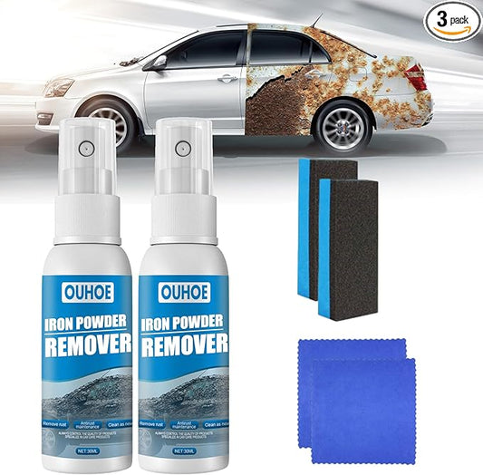 Iron Powder Remover, 100ml Iron Remover Car Detailing, Multipurpose Car Rust Removal Spray, Safe Instant Iron Powder Remover Spray Car Iron Remover for Wheels, Paint, Brake (2pc 1oz)