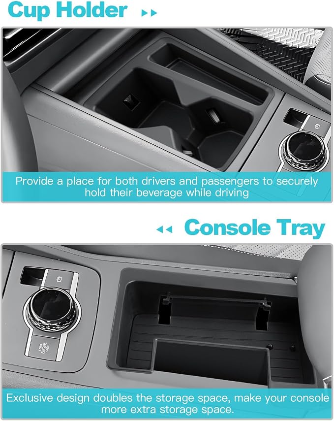 CDEFG 2Pcs for 2025 2026 Volkswagen Tiguan Center Console Organizers, for 2025 2026 VW Tiguan Accessories Middle Console Organizer Tray Armrest Storage Box Cup Holder