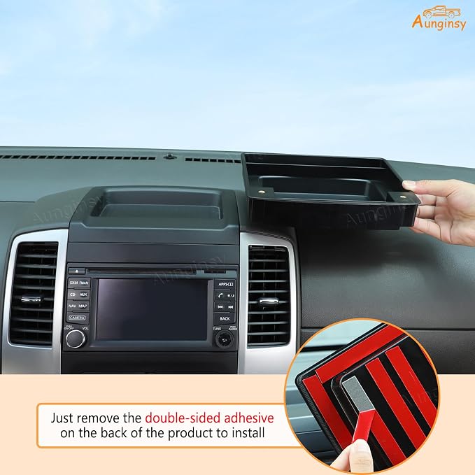 Aunginsy Center Console Dash Storage Tray Compatible with Nissan Frontier 2009-2017, Car Dashboard Storage Box Organizer Holder Tray Insert Mounted Tray ABS Interior Accessories, Without Phone Holder