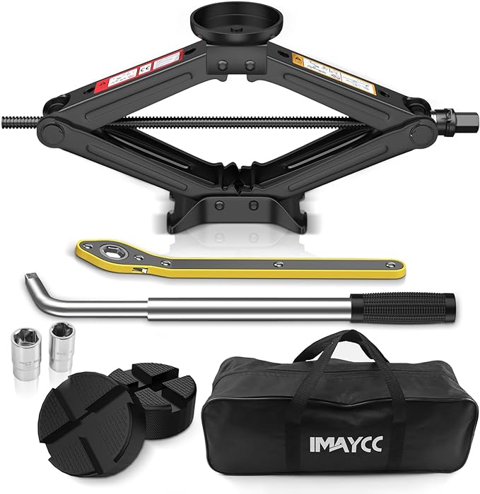 IMAYCC Car Jack Kit 2.5 Ton, Universal Scissor Car Jack, Portable Tire Changing Kit for Car SUV MPV