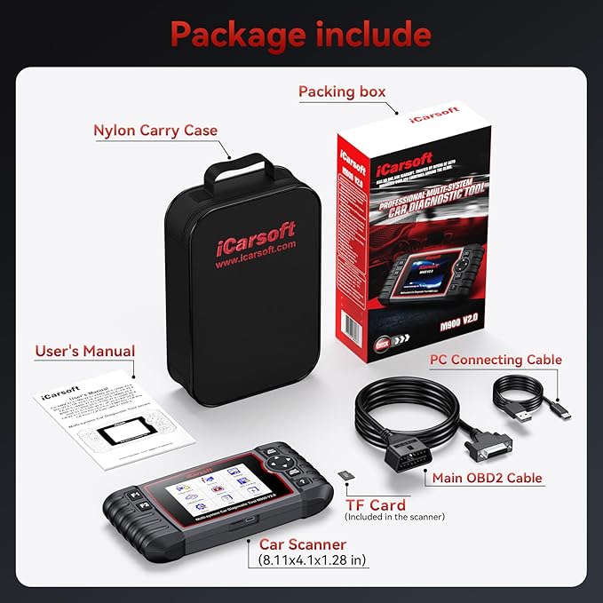 OBD2 Diagnostic Scan Tool for Mercedes Benz/Sprinter, iCarsoft M900 V2.0 Scanner Code Reader for Engine, Transmission, ABS, Airbag Systems, Oil/SAS/EPB/ETC/INJ Reset,Battery Test