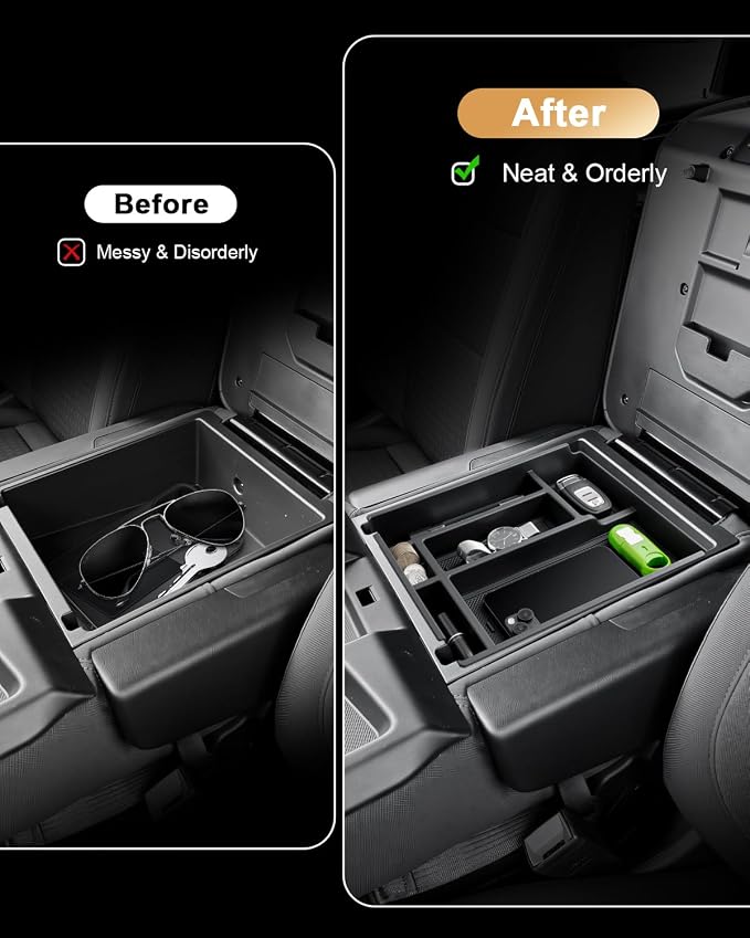 2026 Silverado 1500 Center Console Organizer For 2019-2026 Chevy Silverado 1500/GMC Sierra 1500/2020-2026 Silverado/Sierra 2500HD/3500HD Accessories Center Console - Only Fit Split-Bench Front Seat