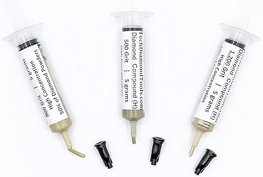 TechDiamondTools Kit of 3 Diamond Lapping Paste Polishing Compound USA Made 500 800 1200 Grit Lapidary Paste for Rock Glass Metal Jewelry Resin Marble with High Concentration of Diamond Powder