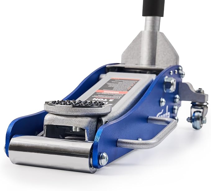 TONDA Floor Jack, Low Profile 2 Ton Aluminum and Steel Car Jack, Blue | Dual Pump System, Rapid Lift, 3.35"-13.98", 360-degree swivel casters