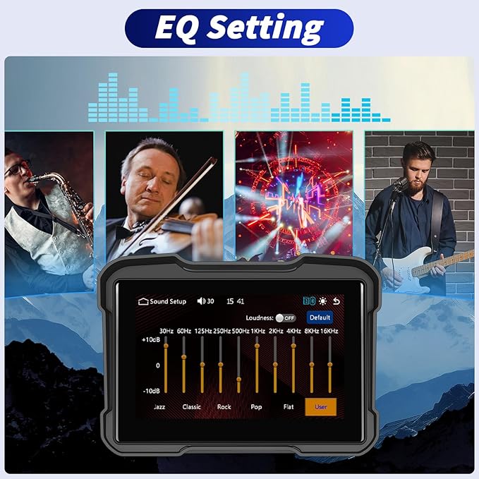 5 Inch IPS Waterproof Portable Motorcycle CarPlay Screen with Wireless CarPlay&Android Auto,GPS Navigation,Bluetooth,EQ,TF Port,Voice Control,IP67 Waterproof