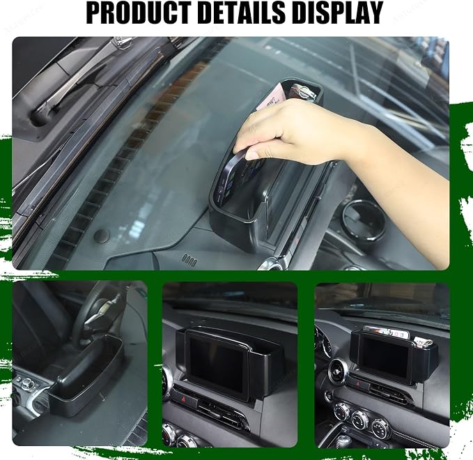 Center Console Organizer Tray Compatible with Mazda MX-5 2016-2023 Accessories, Car Navigation Screen Back Storage Box, Insert Storage Box Auxiliary Storage Tray, Black (Fit L-Peptide Car)
