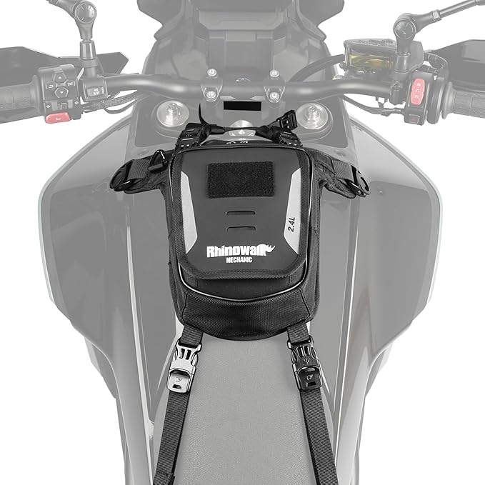 Rhinowalk Motorcycle Fuel Tank Bag – 2.4L Strap-On Motorbike Leg Bag, Chest or Waist Pouch – Water-Resistant with Phone Pocket, Rain Cover, and Adjustable Straps – (without Magnetic)