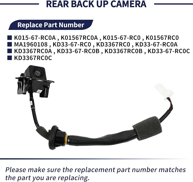 Backup Camera K015-67-RC0A K01567RC0A Rear View Back up Camera Compatible with Mazda CX-5 2013 2014 2015 2016 Park Assist Camera Replace K015-67-RC0 K01567RC0 MA1960108