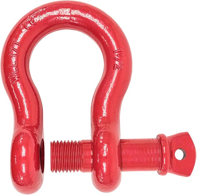 Mytee Products (2 Pack 1-1/2" Anchor Shackle Forged Carbon Steel w/Alloy Screw Pin WLL # 17 Tons (34,000 lbs)| Double Rust Protection Heavy Duty D Ring Shackle for Towing, Rigging & Vehicle Recovery