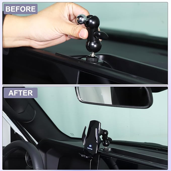 Car Center Console Dash Organizer with Phone Holder Compatible with Toyota Land Cruiser 250 Prado LC250 J250 2024 2025,ABS Dashboard Tray Storage Box Interior Accessories (Phone Mount Holder E)