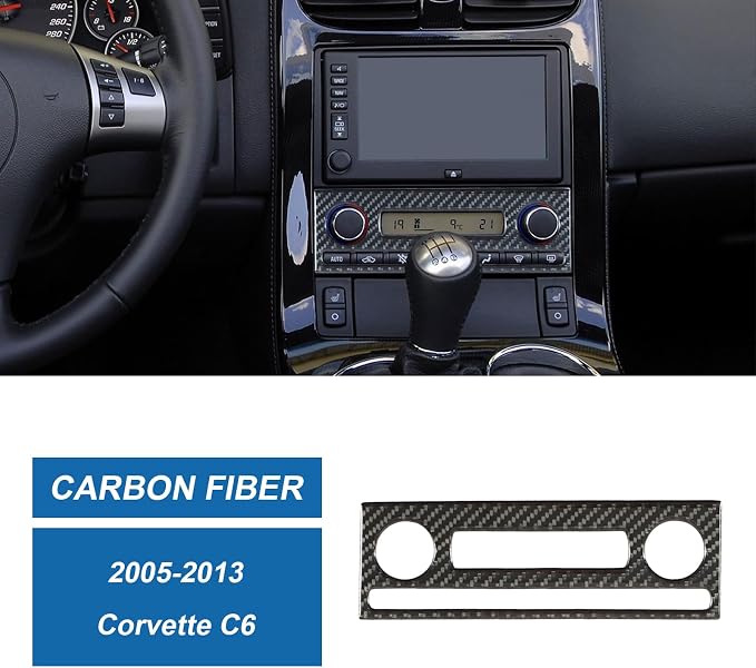 Real Carbon Fiber AC Air Switch Panel Trim Compatible with Corvette C6 2005-2013, Interior Decor Sticker Accessories