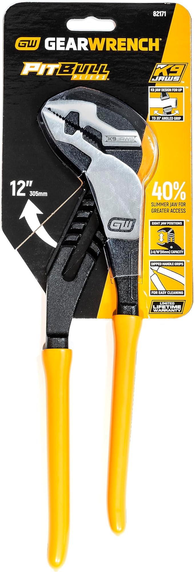 GEARWRENCH 12 Inch Straight Jaw Dipped Handle Tongue and Groove Plier - 82171