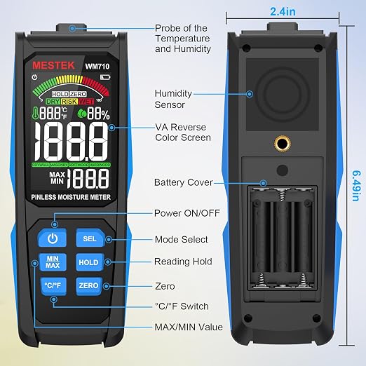 MESTEK Tool Set, Electric Tester Kit with Non-Contact Voltage Tester, GFCI Outlet Tester, Digital Moisture Meter, Home Inspector Tool Kit with Carrying Case and Batteries, 3-Piece
