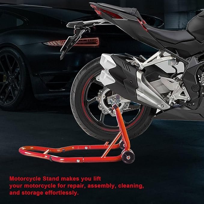 Big RED Motorcycle Stand Rear Combo Wheel Lift Stands, 850LBS Capacity, Adjustable Swingarm Spool with U+L, Fit for Yamaha, Kawasaki, Honda, Suzuki, Red