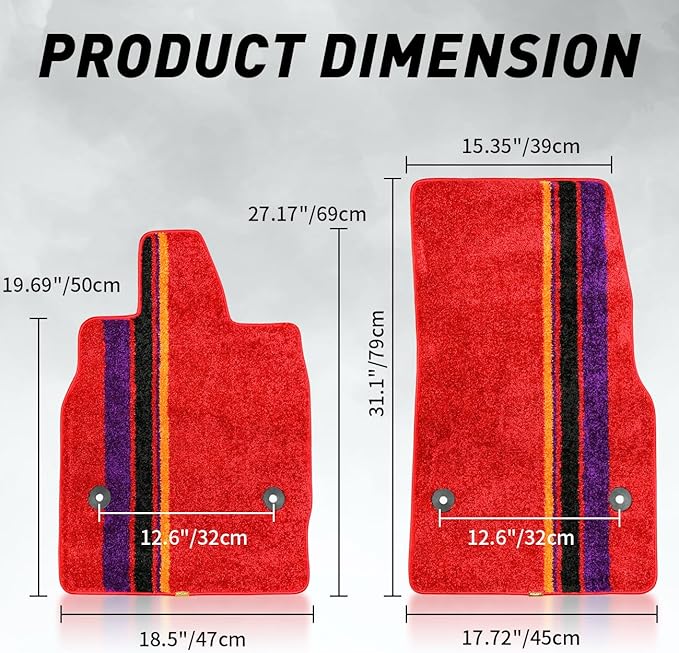Red Floor Mats Protectors Floor Liners Compatible with for Corvette C8 Coupe 2020-2026 Accessories All Weather Anti-Scratch Wear-Resistant Floor Protection Carpet Foot Pad