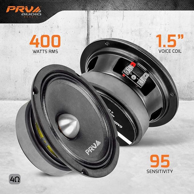 PRV AUDIO 6.5 Inch Midrange Bullet Speaker 6MR400-4 Bullet, 4 Ohm 400 Watts High Performance Car Audio Loudspeaker High Output Sound (Single)