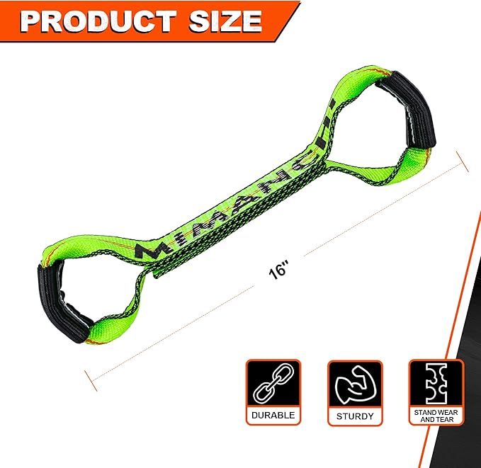 2"x16" Replacement Sewn Eye Loop Short Strap, 4Pack, Heavy-Duty Dog Bone Tow Truck Straps with Loops, for use with 8 Point Car Tie Down Kit, Axle Tie Down Straps