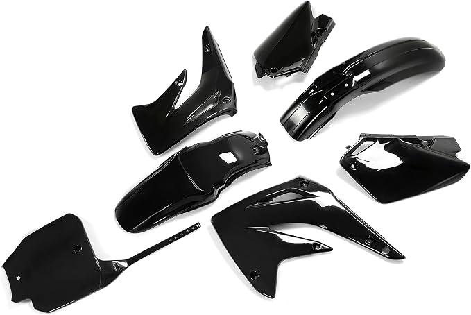 ALMULOO Plastic Kit Compatible with 2003-2007 Honda CR85R/CR85RB Expert, Black Body Fairing Set Front/Rear Fender Side Panels