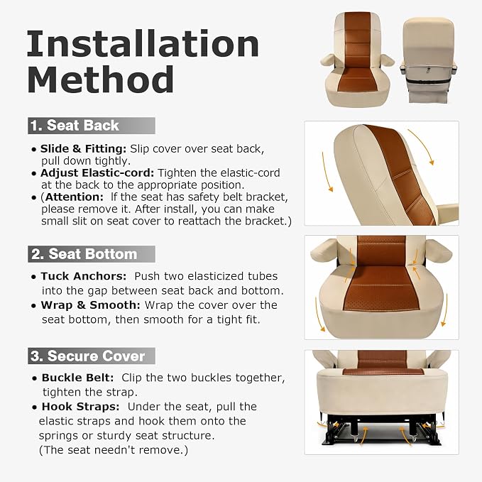 Dulepax RV Seat Covers for Captains Chairs, 1 PCS Motorhome Seat Protectors with Armrest Covers, Breathable PU Leather Seat Chair Cover for Class A Camper Van Trailer