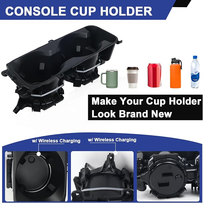 LB5Z-7813562-AB Center Console Cup Holder Fit for Ford Explorer 2020-2025 Replace LB5Z7813562AB (with Wireless Charging)