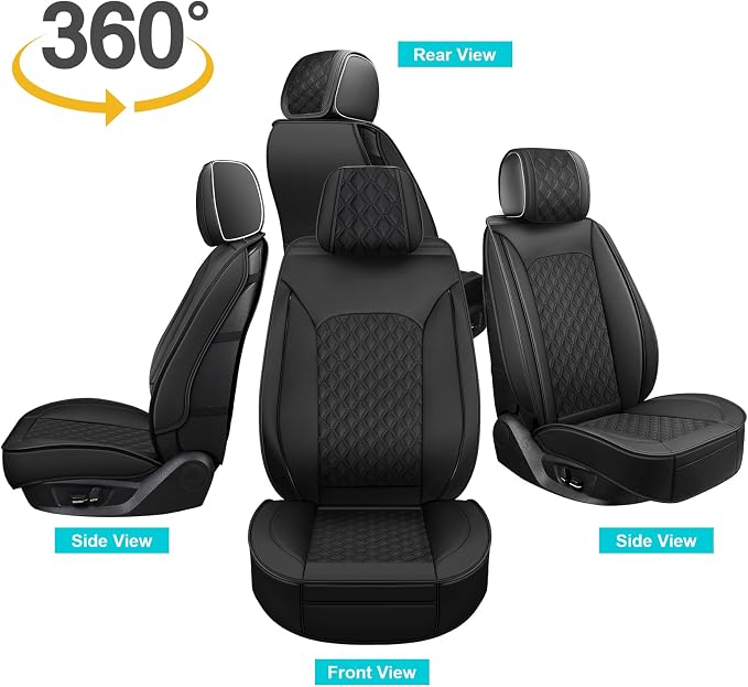 Seat Covers for GMC Sierra Chevy Chevrolet Silverado 1500 2500HD 3500HD 2007-2026, Custom Fit Crew Double Extended Cab Trucks LT Trail Boss RST WT Heavy Duty Luxury Leather Front Seat Covers