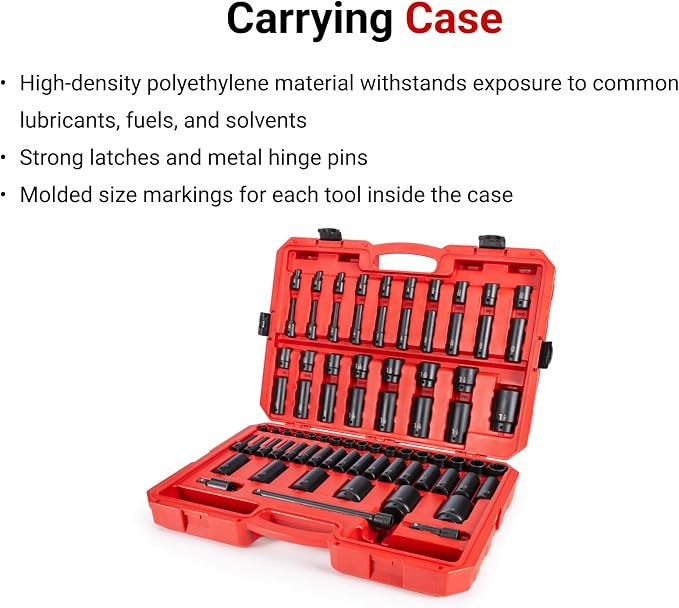 TEKTON 1/2 Inch Drive Impact Socket Set, 78-Piece | SID92408