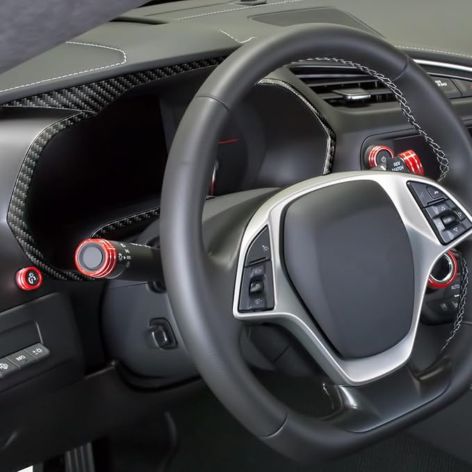 Real Carbon Fiber Center Console Display Panel Trim Compatible with Corvette C7 2014–2019, Interior Decal Sticker Accessories