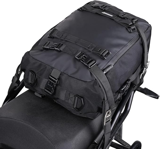 Waterproof Motorcycle Tail Bag 20L Motorbike Rear Rack Storage Bag Saddle Pannier for Touring Adventure Commuting Black