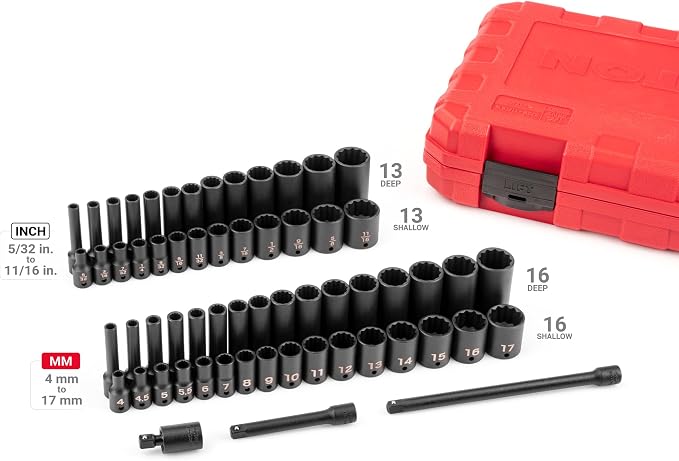 TEKTON 1/4 Inch Drive Impact Socket and, 61-Piece | SID90406