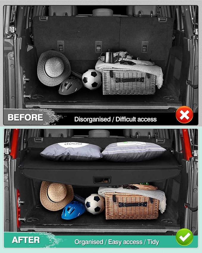 Powerty Retractable Cargo Cover for Ford Bronco Accessories 2025 2024 2023 2022 2021 4-Door Soft Hard Top, Rear Trunk Cargo Cover Security Shield Shade(Not for Bronco Sport & Bronco 2-Door)