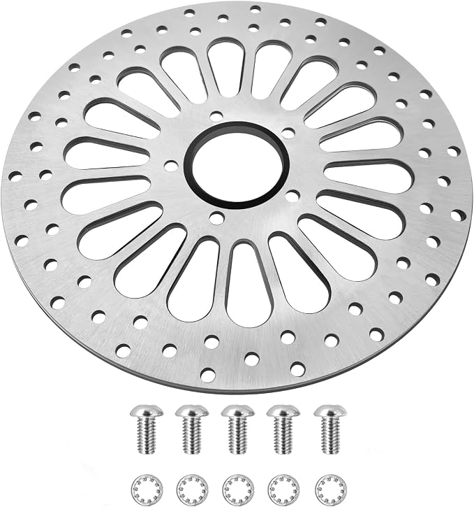 11.8''Harley front rotor Compatible with Harley Electra Glide/Road Glide/Road King/Street Glide/CVO Road Glide/CVO Limited FLHTKSE Brushed Finish Stainless Steel Disc Rotors