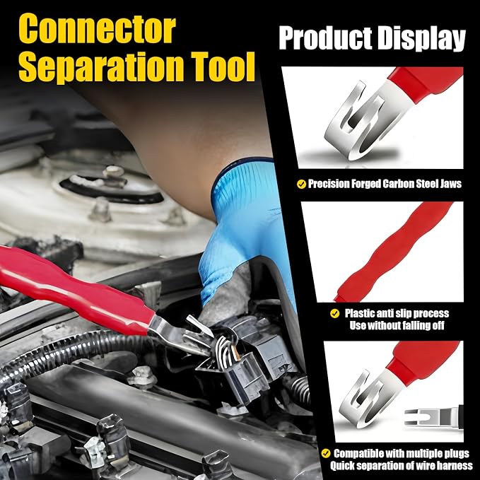 Electrical Disconnect Pliers Kit, 8Pcs Auto Kit: Connector/Hose/Plug Pliers, Pin Remover, Separator, Spring Clamp, U-Clip Pry Bar & Hose Removers for Car & Home Repairs. Great Gift & DIYers w/Case