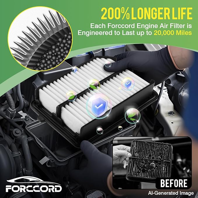 Engine & Cabin Air Filter Fit for Honda Accord (2014-2015 2017-2022) 2.0L Hybrid Naturally Aspirated Only Activated Carbon Cabin Filter Replace#CF10134 CA11399 Car Accessories